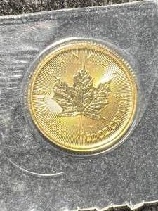 lot 33 image: 2024 CANADIAN MAPLE LEAF 120TH TROY OZ .9999 FINE GOLD