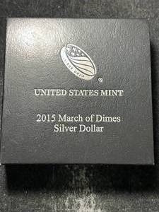 lot 79 image: 2015 US MARCH OF DIMES SILVER DOLLAR IN ORIGINAL BOX