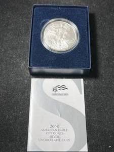 lot 82 image: 2008 AMERICAN SILVER EAGLE IN ORIGINAL MINT BOX