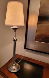 lot 70 image: Brush Nickel Telescoping Candlestick Table Lamp