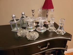 lot 112 image: Pretty Collection of Silver and Glass Candleholders
