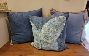lot 119 image: Pottery Barn Chambray Blue Butterfly Pillow Collection