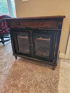 lot 16 image: Uttermost Distressed WineBar Cabinet