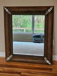 lot 39 image: Laurel Leaf Adorned Metal Mantel Mirror