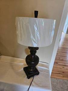 lot 204 image: Pottery Barn Primitive Turned Table Lamp