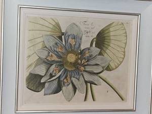 lot 130 image: Uttermost Floral Dcor Art Blue Lotus Flower 1 by Vision Studios