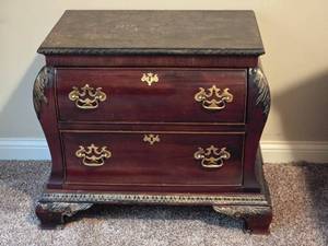 lot 5 image: Century Furniture 2-Drawer Bombay Nightstand w Marble Top