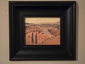lot 89 image: Large Framed Tuscany Vineyard Landscape Fine Art Print