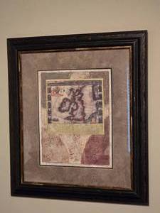 lot 93 image: Framed Antique Style British Isles Map Artwork