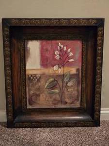 lot 100 image: Framed Floral Decorative Fine Art Print  Red  White