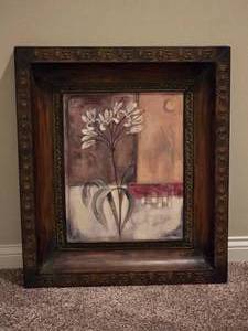 lot 101 image: Framed Floral Decorative Fine Art Print - Neutral  White