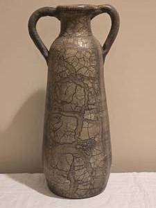 lot 97 image: Large Crackle Glaze Double Handle Vase