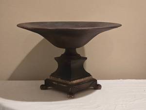 lot 146 image: Uttermost Classical Metallic-Feel Ceramic Pedestal Bowl Urn - Rustic Garden or Entry Decor