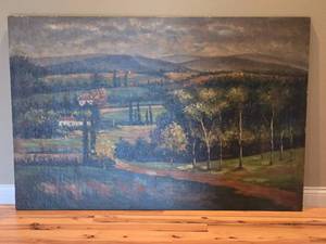lot 206 image: Uttermost Large Original Landscape Oil Painting Countryside Valley Scene