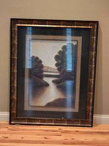 lot 213 image: Framed Neutral Sepia Landscape Wall Art  Transitional Decor