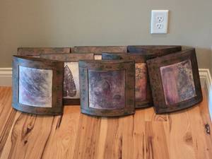 lot 334 image: Set of 6 Sculptural Metallic Botanical Decorative Wall Panels