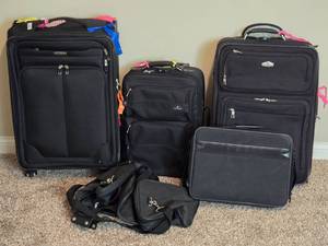 lot 284 image: Large Mixed Black Travel Luggage Lot  Suitcases & Bags