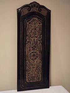 lot 298 image: Tall Ornate Carved Wood Accent Wall Panel