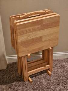 lot 375 image: Blonde TV Table Caddie Set