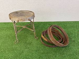 lot 218 image: Milking Stool & Steel Rings