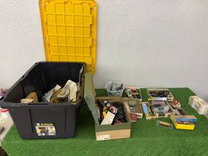lot 258 image: Large Tote of Toy Trains & Supplies
