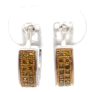 lot 29 image: Fancy Yellow Natural Diamond Two-Tone Hoop Earrings VIDEO