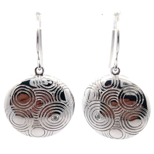 lot 24 image: Medallion Natural Diamond Engraved Swirl Dangle French Hook Earrings VIDEO