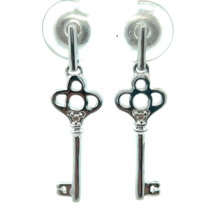 lot 22 image: Natural Diamond Skeleton Key Dangle Earrings