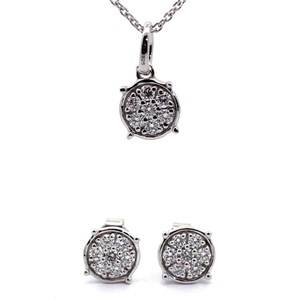 lot 25 image: 0.63 Carat Diamond Stud Earrings & Pendant Necklace 2-Piece Set VIDEO