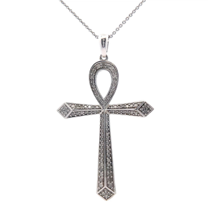 lot 30 image: 0.50 Carat Natural Diamond Ankh Pendant Necklace VIDEO