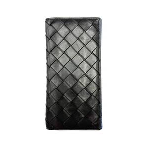 lot 39 image: Bottega Veneta Intrecciato Black Leather & Blue Interior Continental Wallet Pre-Owned Retail $650