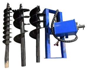 lot 9 image: AGT Skid Steer Hydraulic Auger with 3 bits (6, 12, 14)  AGT-SSE-CAG-Y-BL