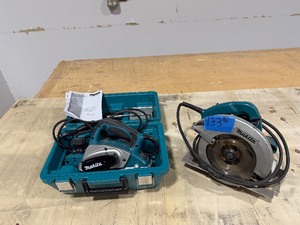 lot 133 image: (2) Makita Tools KP0800 Electric 3 14Planer in case, 5007F Corded 7 14 Circular saw.