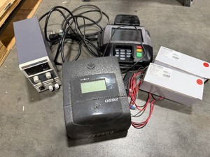 lot 182 image: Time Clock, Power Adapter. Power Supply, VeriFone POS payment terminal