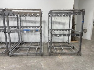 lot 163 image: (2)PaintPowder hanging racks. Both measure 55L x 65 D x 82 H