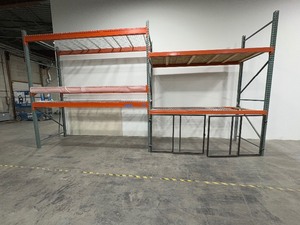 lot 165 image: Pallet racking with glass doors on the lowest level.  Measures 273 L x 48 D x 166 H
