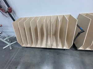 lot 185 image: Rolling cart with wood dividers L 75 x H 42 x D 30