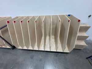 lot 186 image: Rolling cart with wood dividers L 75 x H 42 x D 30