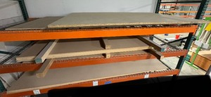lot 222 image: Assorted boards some particle board, some thin veneer plywood sheets, some thin MDF sheets