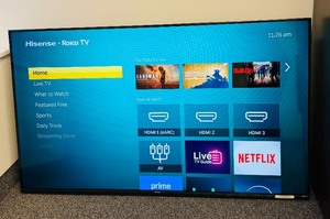 lot 259 image: Hisense LED LCD ROKU TV Model 58R6E3 with remote & wall mount 100027961