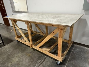 lot 237 image: Workbench with laminated top - on castors