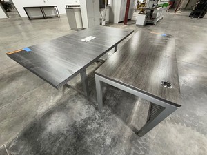 lot 239 image: Conference table winset technical port Workspace table with modesty panel & cable grommets