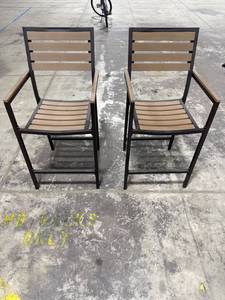lot 0009 image: Metal Slatted Outdoor Chairs