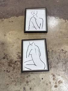 lot 0040 image: Framed Minimalist Line Art