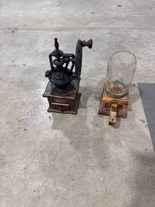 lot 0060 image: Vintage Coffee Grinder and Stand