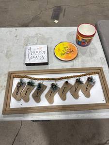 lot 0159 image: Believe Christmas Stocking Wall Art