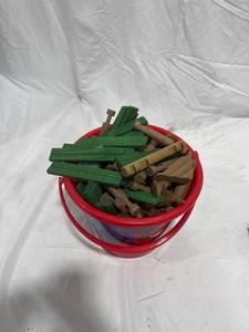 lot 0208 image: Wooden Building Block Bucket
