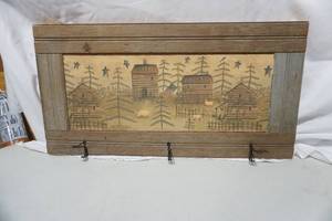 lot 63 image: Rustic Farmhouse Style Coat Rack Wall Hanging