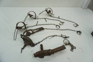 lot 210 image: Vintage Steel Animal Traps