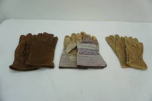 lot 237 image: Work Gloves 3 Pair. 2 are leather.